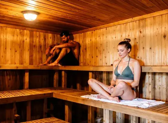 The cedar sauna at Bozeman Hot Springs